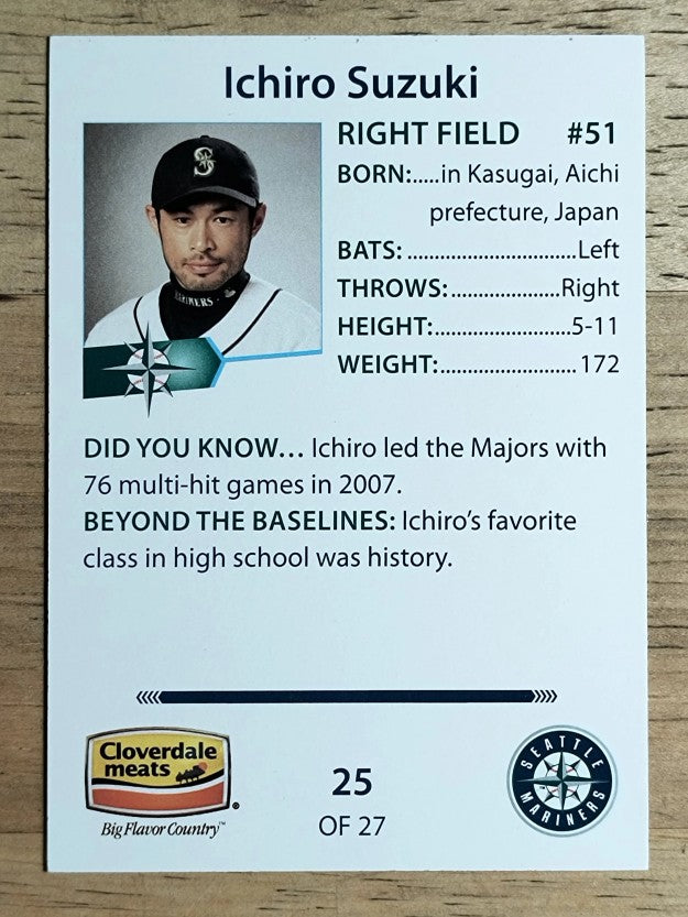 2008 Mariners Cloverdale Meats #25 Ichiro Suzuki