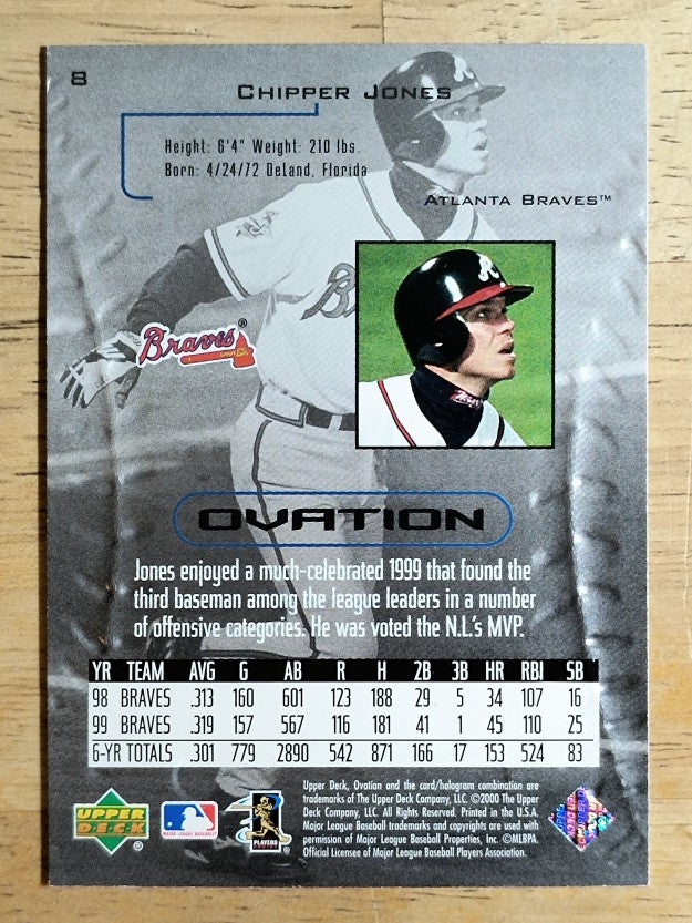2000 Upper Deck Ovation #8 Chipper Jones