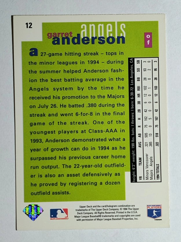 1995 Collector's Choice SE #12 Garret Anderson