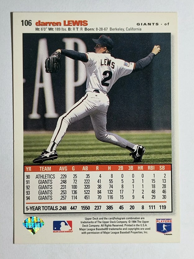 1995 Collector's Choice SE #106 Darren Lewis