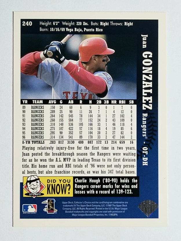 1997 Collector's Choice #240 Juan Gonzalez