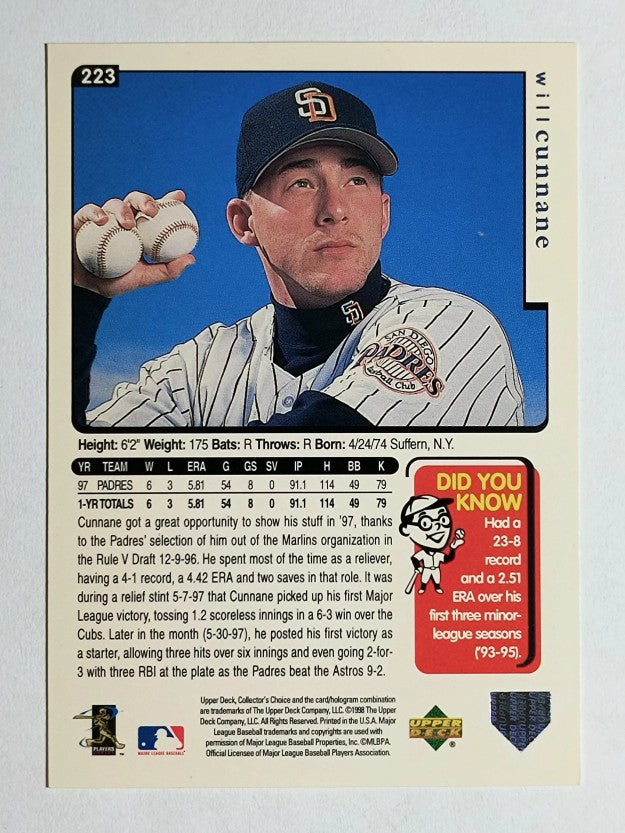 1998 Collector's Choice #223 Will Cunnane