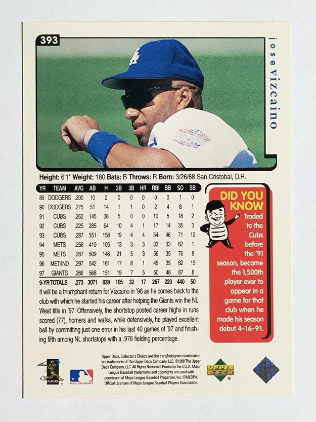 1998 Collector's Choice #393 Jose Vizcaino