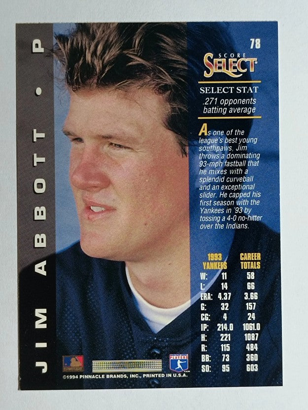 1994 Select #78 Jim Abbott