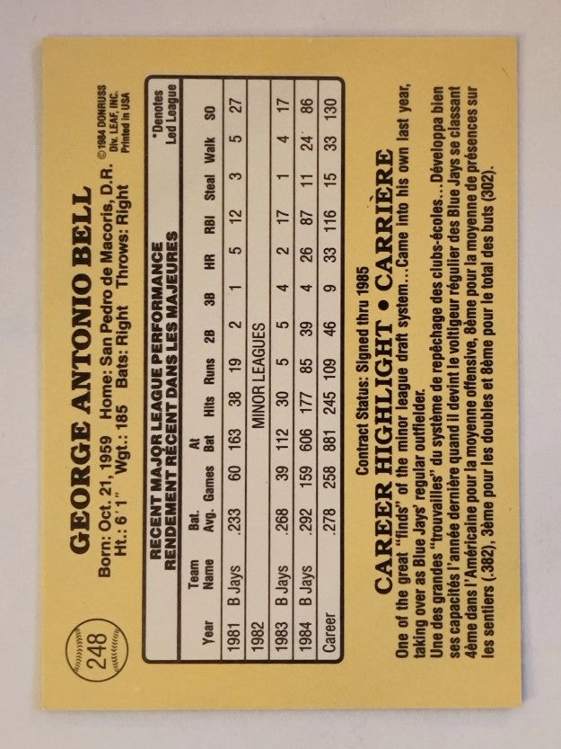 1985 Leaf/Donruss #248 George Bell