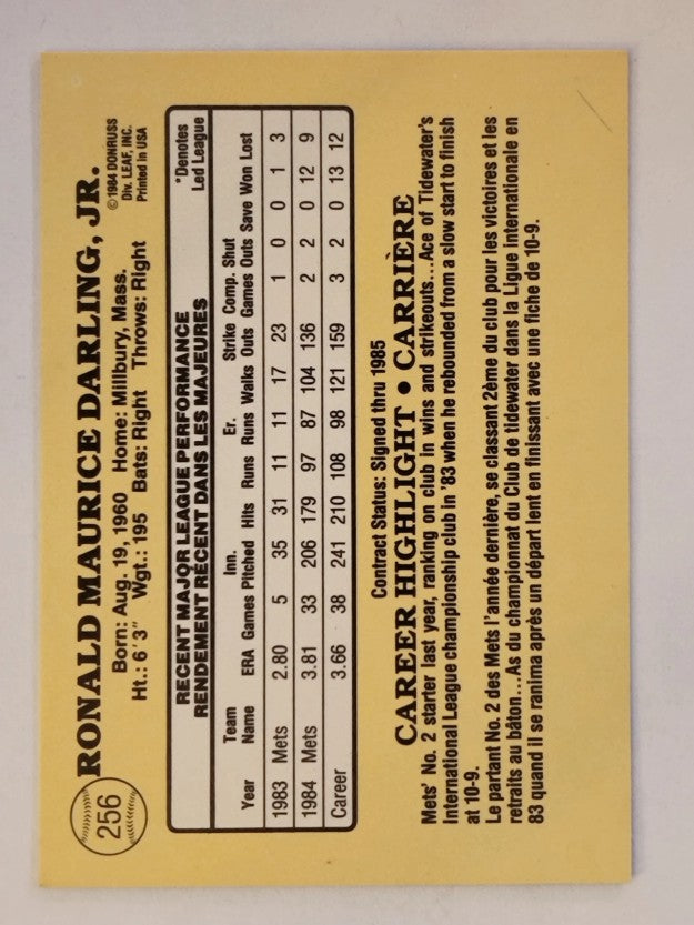 1985 Leaf/Donruss #256 Ron Darling