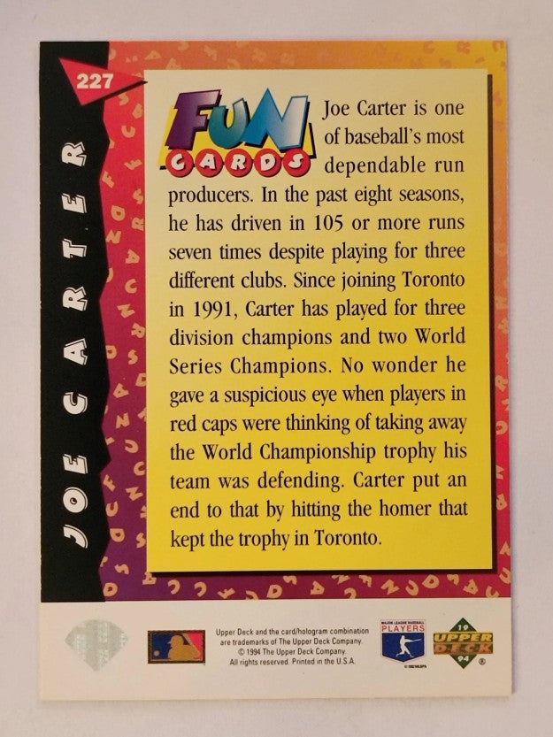 1994 Fun Pack #227 Joe Carter FUN
