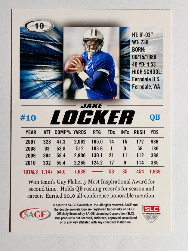 2011 SAGE HIT #10 Jake Locker