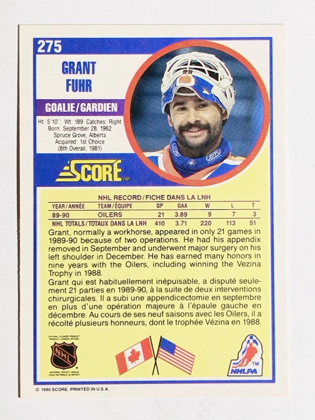 1990-91 Score Canadian #275 Grant Fuhr