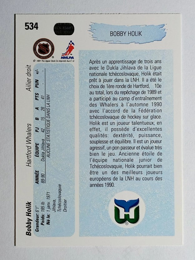 1990-91 Upper Deck French #534 Bobby Holik YG RC