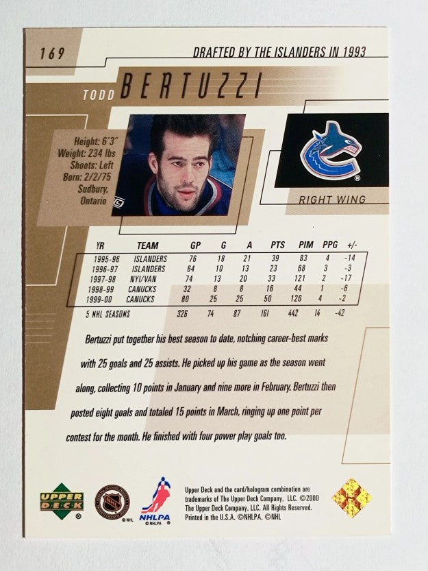 2000-01 Upper Deck #169 Todd Bertuzzi