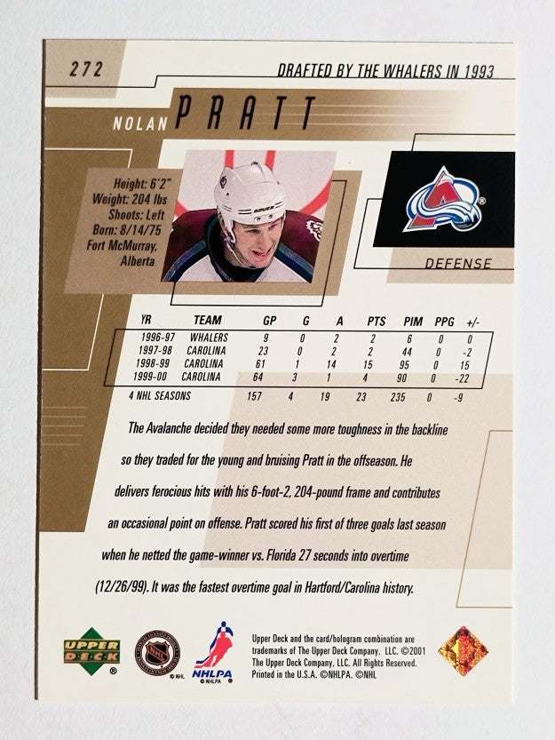2000-01 Upper Deck #272 Nolan Pratt