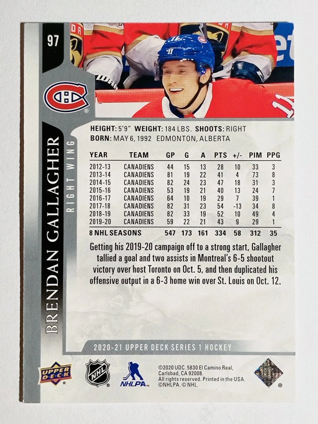 2020-21 Upper Deck #97 Brendan Gallagher