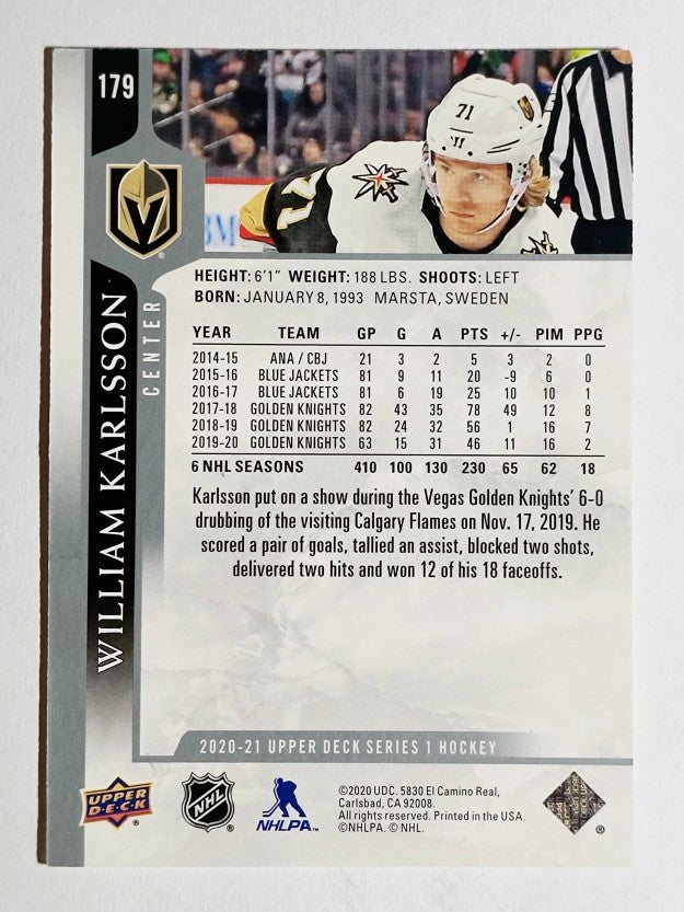 2020-21 Upper Deck #179 William Karlsson