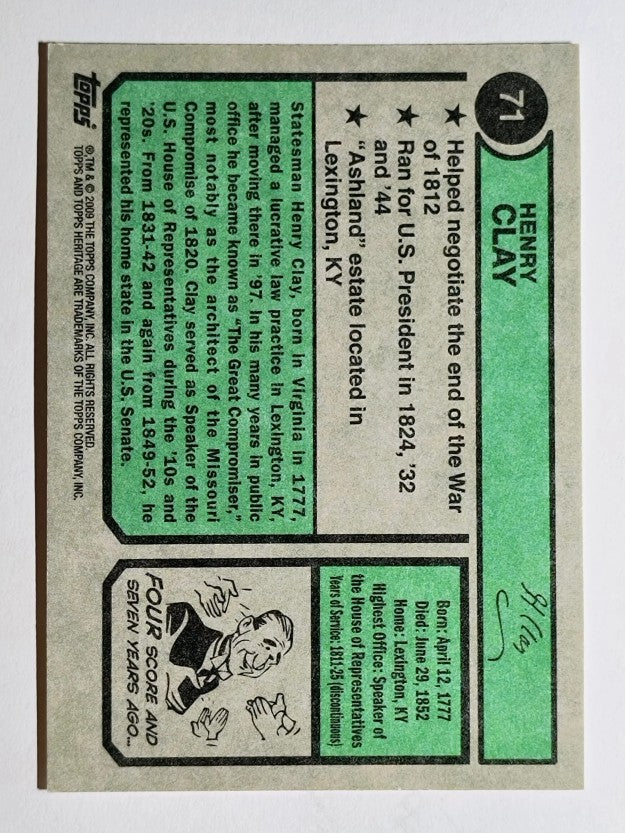 2009 Topps American Heritage #71 Henry Clay