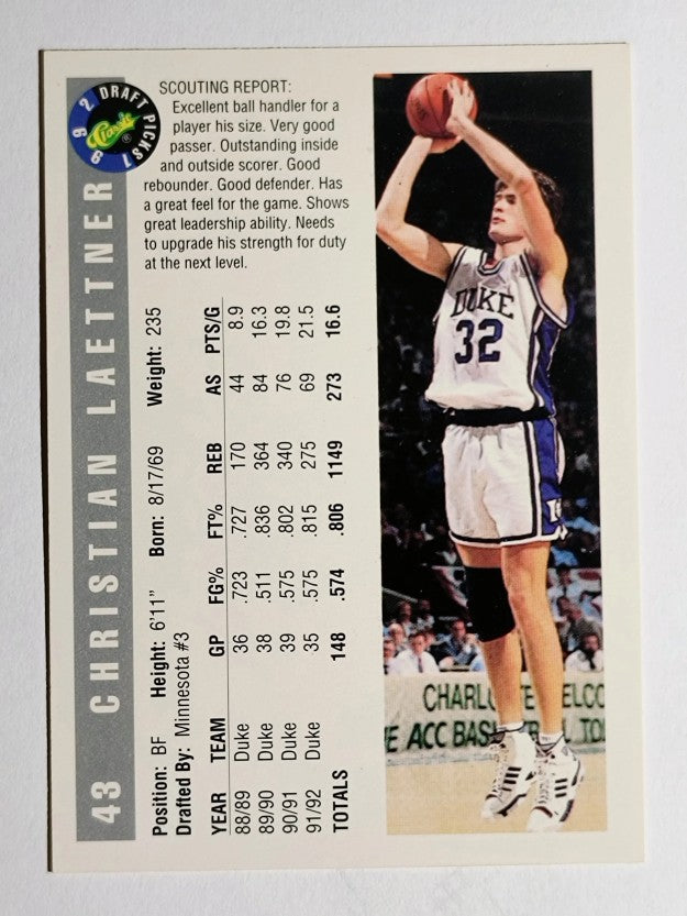 1992 Classic #43 Christian Laettner