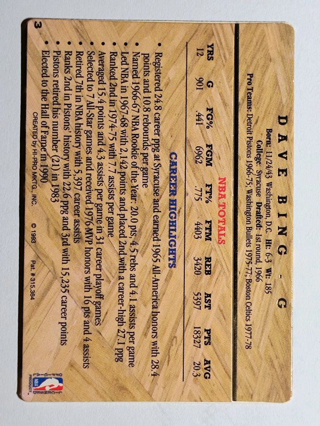 1993 Action Packed Hall of Fame #3 Dave Bing