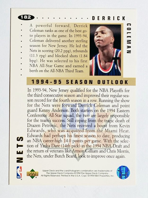 1994-95 Collector's Choice #182 Derrick Coleman TO