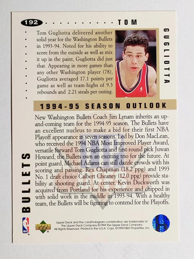 1994-95 Collector's Choice #192 Tom Gugliotta TO