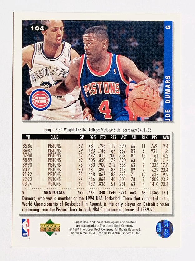 1994-95 Collector's Choice Silver Signature #104 Joe Dumars