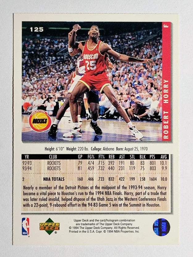 1994-95 Collector's Choice Silver Signature #125 Robert Horry