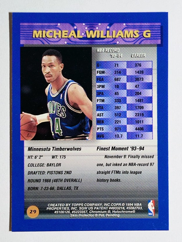 1994-95 Finest #29 Micheal Williams