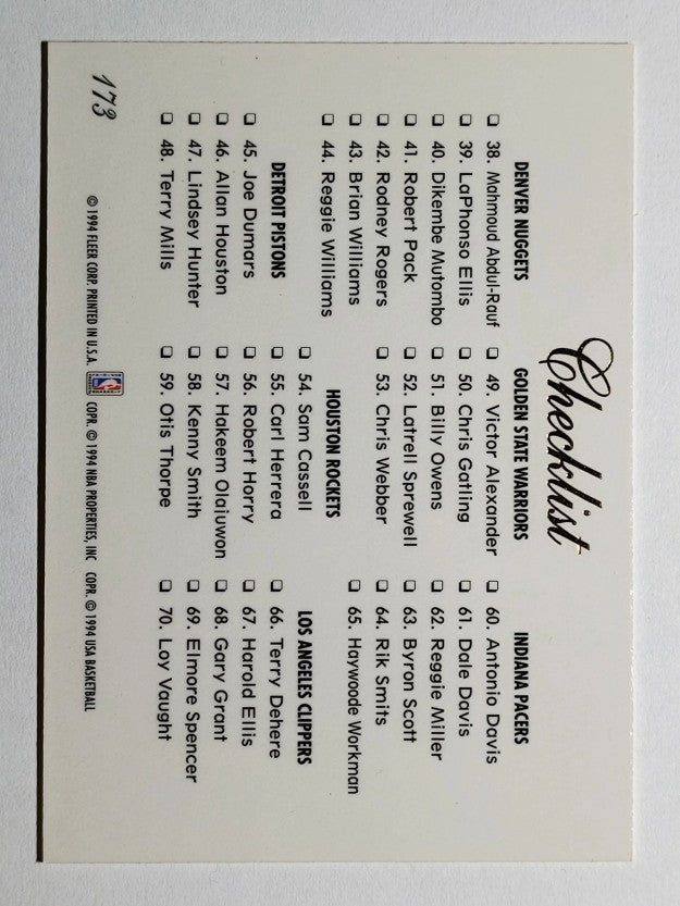 1994-95 Flair #173 Checklist