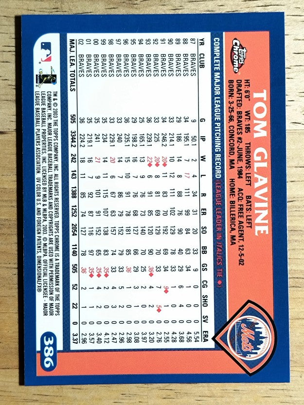 2003 Topps Chrome #386 Tom Glavine