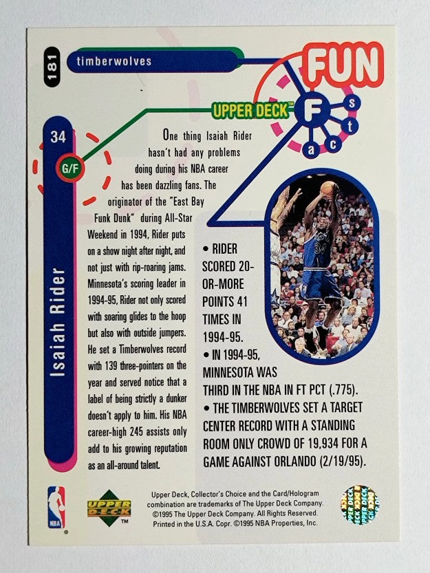 1995-96 Collector's Choice #181 Isaiah Rider FF