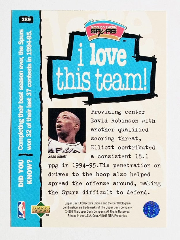 1995-96 Collector's Choice #389 Sean Elliott LOVE