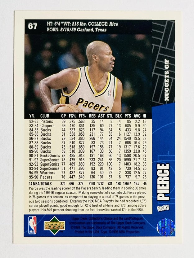 1996-97 Collector's Choice #67 Ricky Pierce
