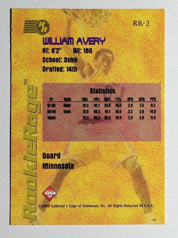 1999 Collector's Edge Rookie Rage #RR2 William Avery
