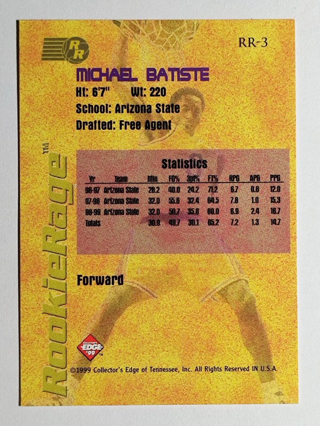 1999 Collector's Edge Rookie Rage #RR3 Michael Batiste