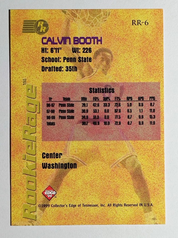 1999 Collector's Edge Rookie Rage #RR6 Calvin Booth