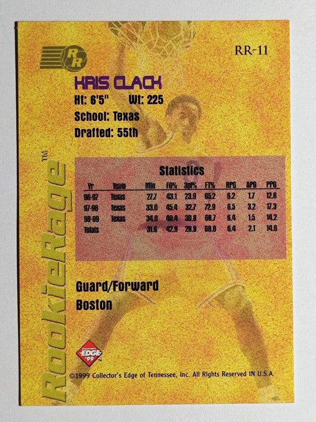 1999 Collector's Edge Rookie Rage #RR11 Kris Clack