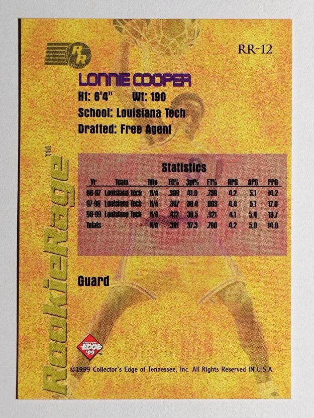 1999 Collector's Edge Rookie Rage #12 Lonnie Cooper