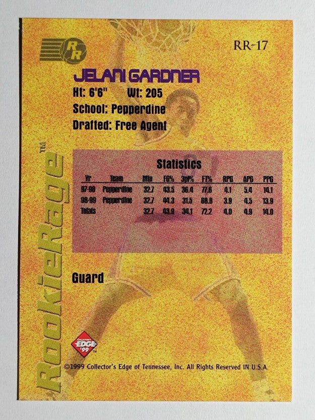 1999 Collector's Edge Rookie Rage #RR17 Jelani Gardner