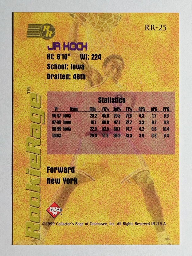 1999 Collector's Edge Rookie Rage #RR25 J.R. Koch