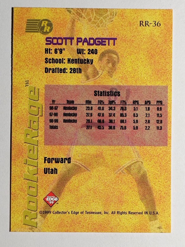 1999 Collector's Edge Rookie Rage #RR36 Scott Padgett