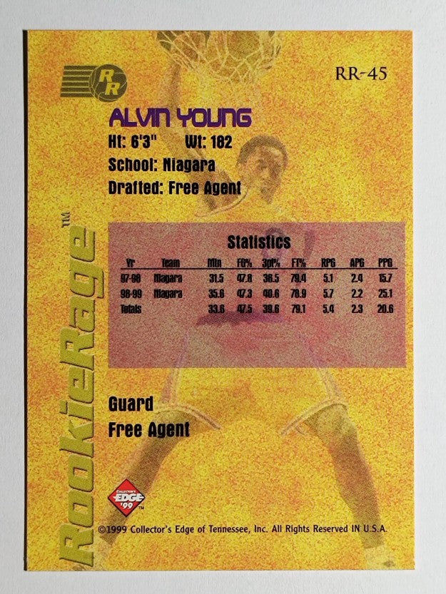 1999 Collector's Edge Rookie Rage #RR45 Alvin Young