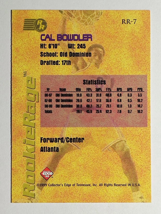 1999 Collector's Edge Rookie Rage Gold #RR7 Cal Bowdler