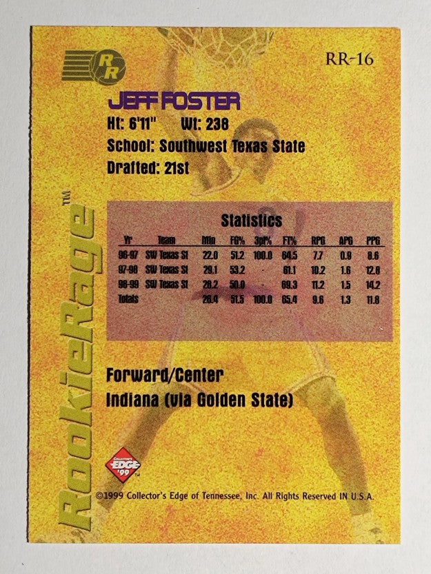 1999 Collector's Edge Rookie Rage Gold #RR16 Jeff Foster