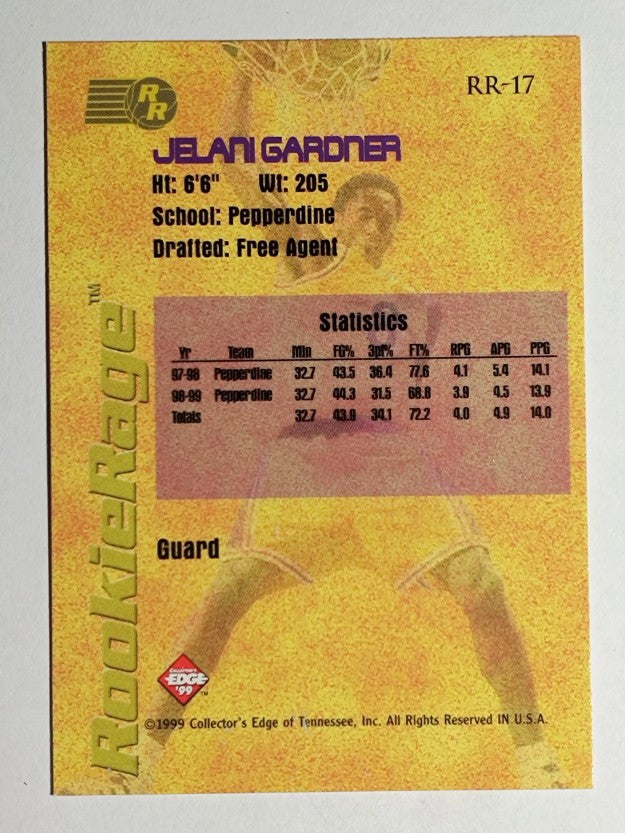 1999 Collector's Edge Rookie Rage Gold #RR17 Jelani Gardner