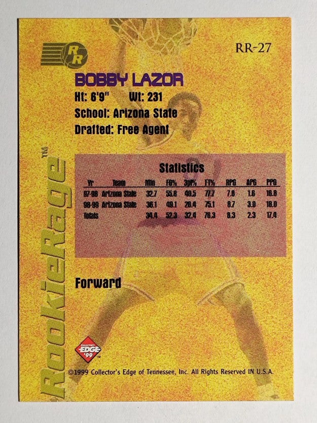 1999 Collector's Edge Rookie Rage Gold #RR27 Bobby Lazor