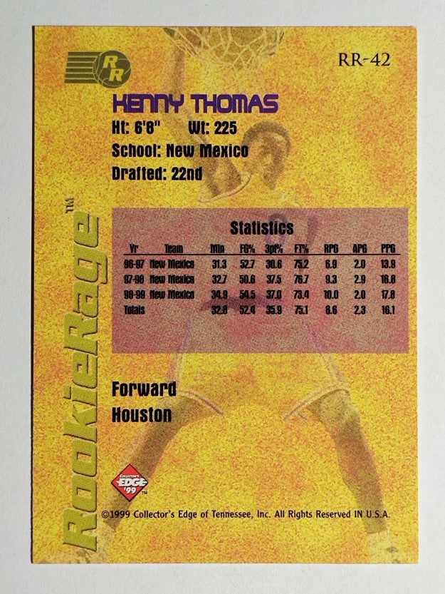 1999 Collector's Edge Rookie Rage Gold #RR42 Kenny Thomas