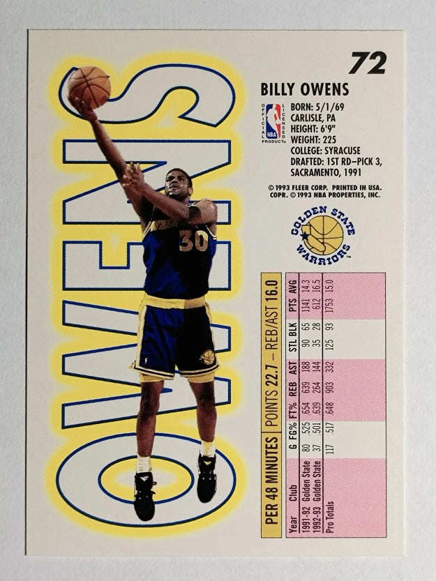 1993-94 Fleer #72 Billy Owens