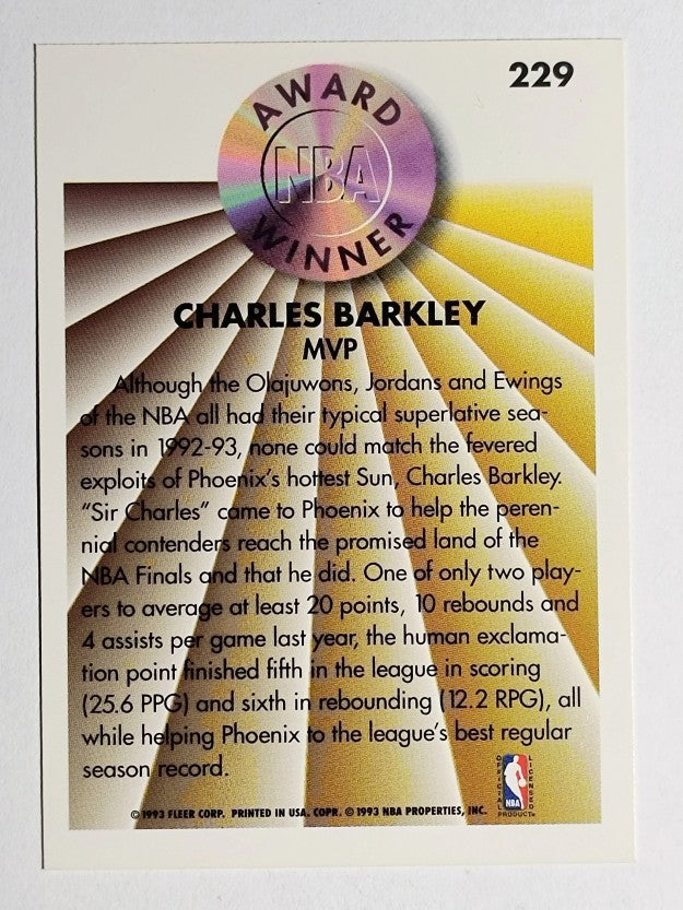 1993-94 Fleer #229 Charles Barkley AW
