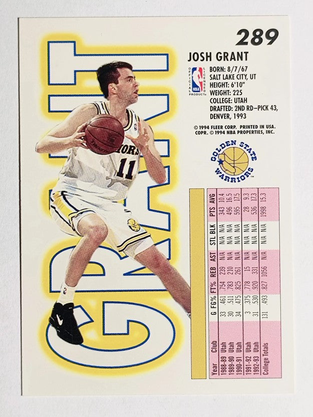 1993-94 Fleer #289 Josh Grant RC