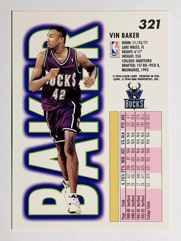 1993-94 Fleer #321 Vin Baker RC