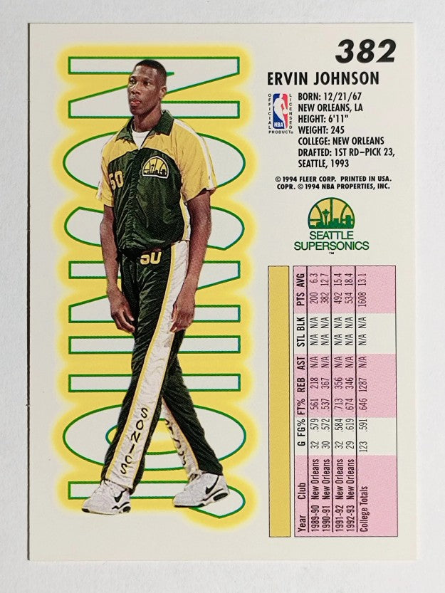 1993-94 Fleer #382 Ervin Johnson RC